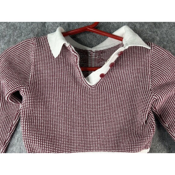 Hope & Henry Girls Organic Cotton French Blocked Sweater Dress Sz 4 Navy & Berry - Picture 5 of 7